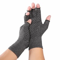 Hemp Gray Dispensing A Pair Sports Breathable Health Care Half Finger Gloves Rehabilitation Training Arthritis Pressure Gloves Size:S