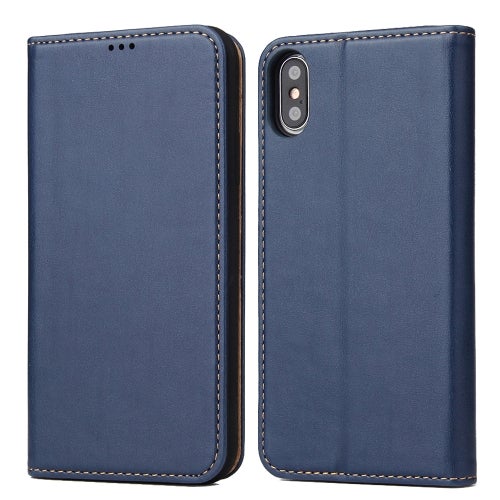 Horizontal Flip Pu Leather Case For Iphone Xs / X With Holder and Card Slots and Wallet(Blue)