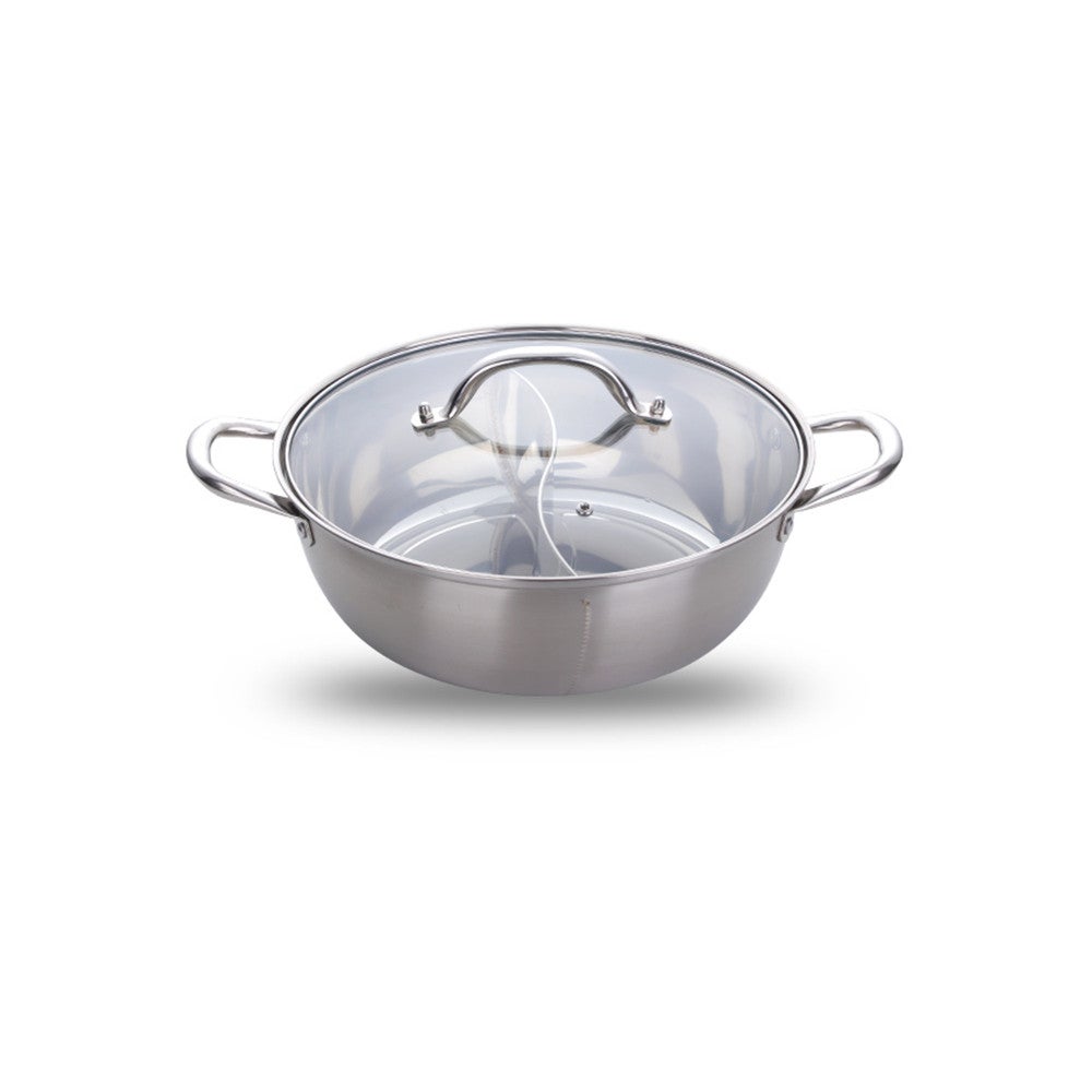 Twin Divided Stainless Steel Double-Flavor Hot Pot Cooking Tool Single-Layer Compatible Soup Stock Pots Kitchen Utensils