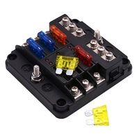 Independent Positive And Negative 1 In 6 Out 6 Way Circuit Blade Fuse Box Holder Kits With Led Warning Indicator For Auto Car Truck Boat