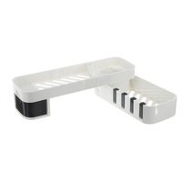 Large Capacity Foldable Multi-Angle Installation Punch-Free Bathroom Wall Hanging Storage Baskets Bath Shelf Rotatable White-Black Colour