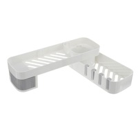 Large Capacity Foldable Multi-Angle Installation Punch-Free Bathroom Wall Hanging Storage Baskets Bath Shelf Rotatable White-Grey Colour