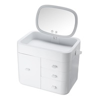 Large Led Lockable Velvet Jewelry Display Box Necklace Earing Storage Case Organizer