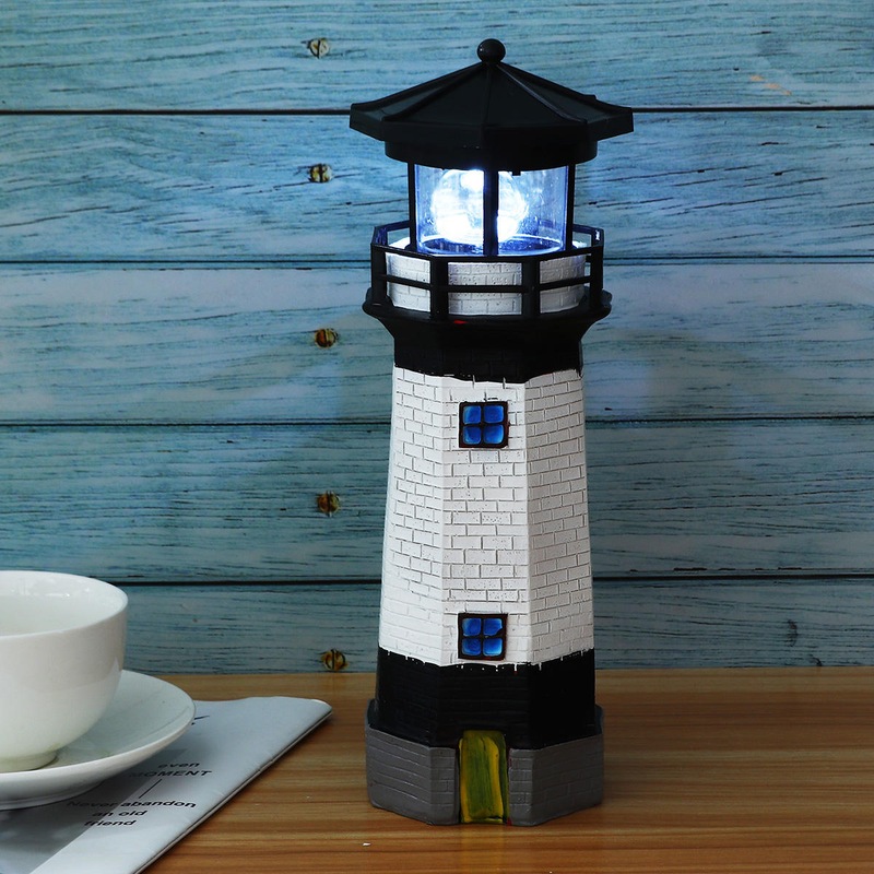 Buy Led Solar Lighthouse Rotating Light Beacon Lamp Home Garden Yard ...