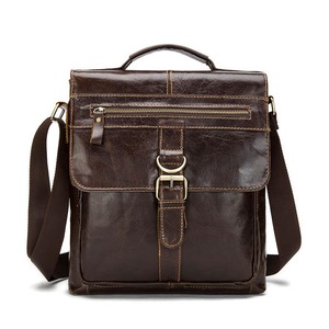Men Business Genuine Real Leather Casual Coffee Messenger Crossbody Bag Handbag Briefcase Coffee Colour