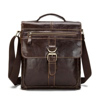 Men Business Genuine Real Leather Casual Coffee Messenger Crossbody Bag Handbag Briefcase Coffee Colour