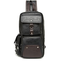Men Chest Bag Black Shoulder Bags Multi Pocket