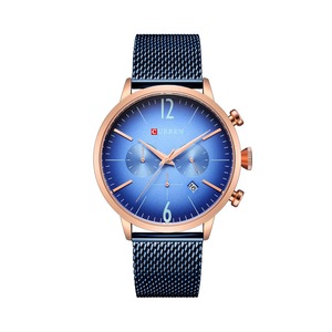 Men Clock Stainless Steel Casual Date Waterproof Quartz Watch Blue