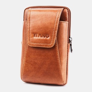Men Leather 6 Inch Phone Pack Waist Bag
