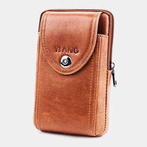 Men Leather 6 Inch Phone Pack Waist Bag