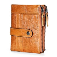 Men PU Leather Antimagnetic Double Zipper Wallet 15 Card Slots Holder