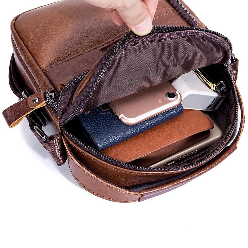 Buy Men PU Leather Bag Multi-layer Cowhide Crossbody Bag - MyDeal