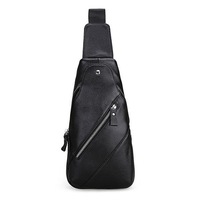 Men Leather Fashion Casual Chest Pack Daypack Sling Bag Shoulder Bag