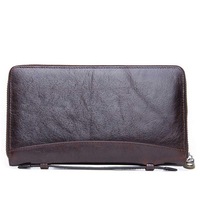Men Leather Multifunction Purse Pen Holder Phone Holder Zipper Pocket Large Capacity Business Wallet