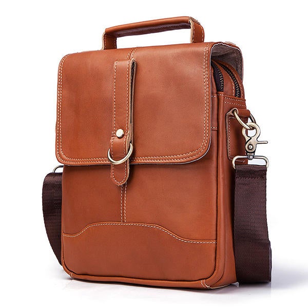 Men Leather Outdoor Business Vintage Large Capacity Crossbody Bag