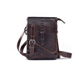 Men PU Leather Waist Bag Alligator Pattern Minimalist Casual Phone Bag Crossbody Bag