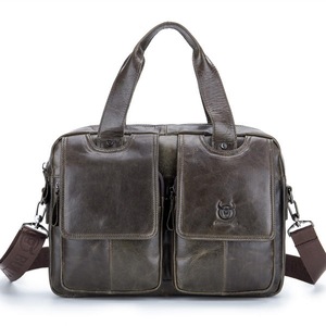 Men Retro Leather Messenger Bag Crossbody Shoulder Laptop Briefcase With Shoulder Strap
