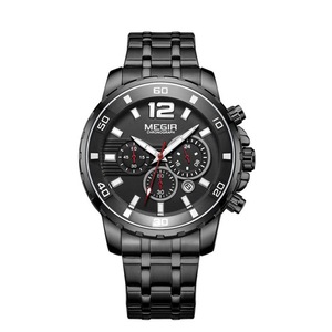 Men Luminous Display Chronograph Business Quartz Wristwatch Stainless Steel Sport Watch