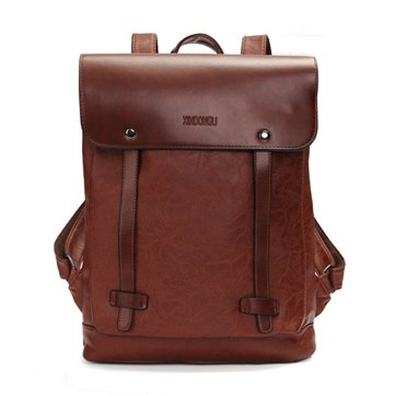 Buy Men Women Vintage Backpack Pu Leather Laptop Bags Shoulder Bag ...