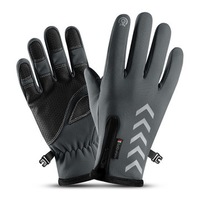 Mens Winter Thermal Fleece Lined Gloves Touchscreen Waterproof Windproof Reflective Skiing Cycling Warm Mitten GRAY COLOR S SIZE