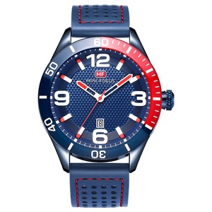 Mf0155G Date Display Waterproof Men Wristwatch Silicone Strap Quartz Watch 03
