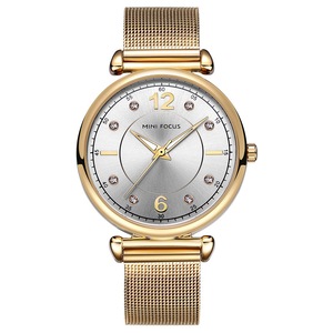 Mf0177L Elegant Design Mesh Steel Women Wristwatch Crystal Ladies Quartz Watch