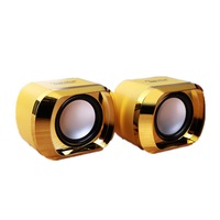 Mini Computer Speakers Usb Aux Jack 3.5Mm Pc Desktop Laptop Stereo Wired Sound Subwoofer Gold