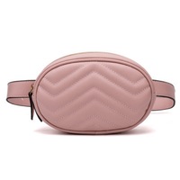 Mini Rhombic Round Waist Bag Women Luxury Leather Handbag(Pink)