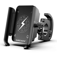 Motorcycle Aluminum Alloy Mobile Phone Bracket With Hook Suitable For 4-6.5 Inch (Black)