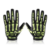 Motorcycle Full Finger Gloves Skeleton Bone Skull Outdoor Sports Cycling Bike Green Colour