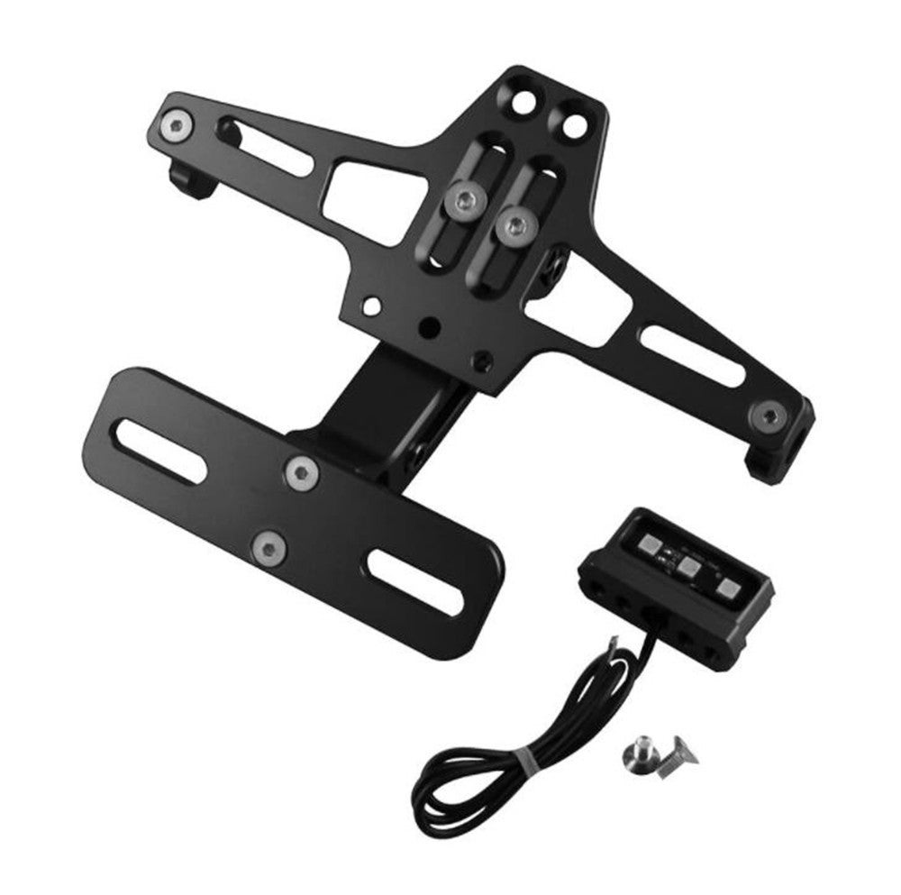 Motorcycle Modification Accessories Universal Aircraft Shape Aluminum Alloy License Plate Bracket With Led Lights(Black)