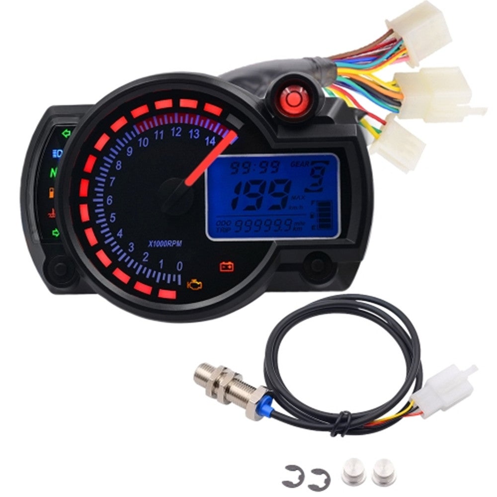 Motorcycle Modified Instrument Panel 12V Lcd Display Adjustable Mile Oil Water Temperature Meter Mileage 2-4 Cylinder