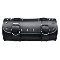 Motorcycle Pu Leather Black Tool Bag Front Fork Handlebar Saddlebags Roll Barrel Style