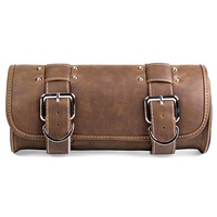 Motorcycle Tool Brown Bag Luggage Saddlebag Roll Barrel Storage For Harley Sportster