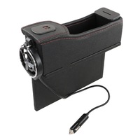 Multi-Function Car Main Driving Position Dual Usb Charging Digital Display Storage Box Crevice Water Cup Holder(Black)