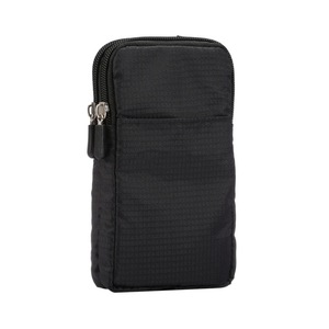 Casual Sport Mobile Phone Double Zipper Waist Pack Diagonal Bag For 6.5 Inch Or Below Smartphones (Black)