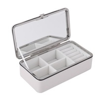 Multi-Function Jewelry Storage Box Korean Style Fresh And Simple Girl Earrings Plate Box Protable Leather Earrings Ring