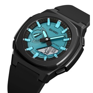 Multi Functional Outdoor Sports Electric Watch Silicon Tape Double Movement Watch
