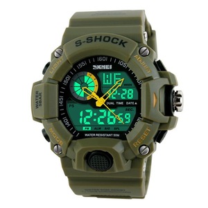 Multifunctional Men Outdoor Sports Noctilucent Waterproof Double Display Watch