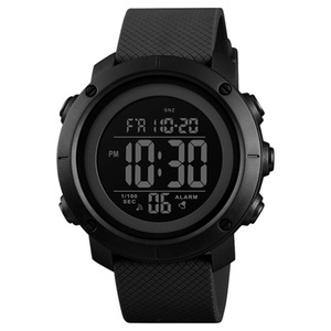 Multifunctional Outdoor Fashion Noctilucent Waterproof Black Machine Rubber Ring Digital Watch (Black)