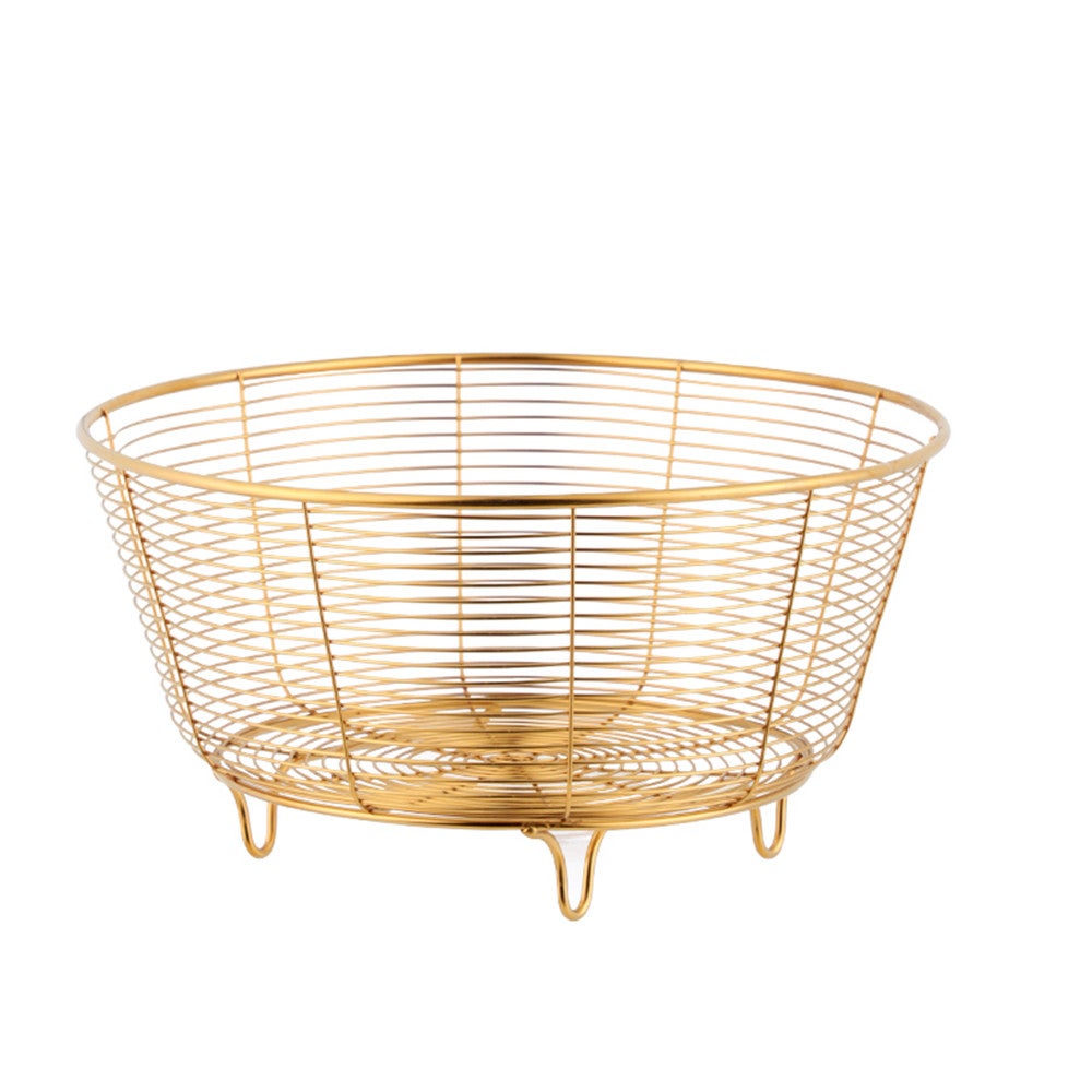 New Stainless Steel Storage Basket Home Desktop Metal Sundries Organizer Container Gold Toy Fruit Baskets For Home Accessaries
