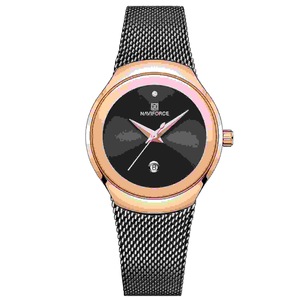 Nf5004 Waterproof Mesh Steel Ladies Wristwatch Fashionable Date Display Quartz Watch
