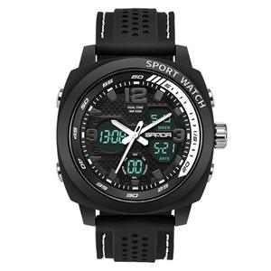Outdoor Watch Sport Waterproof Double Display Men Watch Multi Function LED Electronic Student Watch(White)