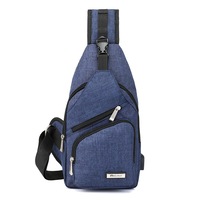 Portable Men's Chest Bag Outside Leisure Travel Cycling Multi-functional Couples Small Bags with USB Portblue