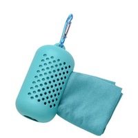 Portable Quick-drying Towel Sweat Absorption Sports Cold-skinned Compression Towel with Silicone Sheath S Size: 40x40cm