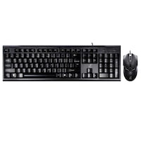 Q9 1600 DPI Professional Wired Grid Texture Gaming Office Keyboard + Optical Mouse Kit(Black)