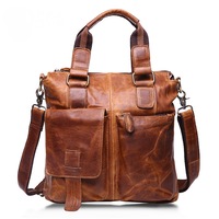 Retro Mens Bag Fashion Business Handbag Durable PU Leather Shoulder Bag