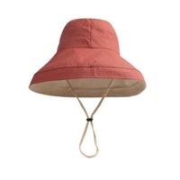 Rust Red Cotton Double-Sided Wearable Big Eaves Sun-Proof Fisherman Hat Specification:Adult Models 56-58Cm