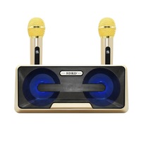 SD301 Wireless Microphone Stereo Portable Mobile Phone Bluetooth Speaker Removable KTV Wireless Surround Sound Subwoofer Speakers Karaoke Boombox Gold