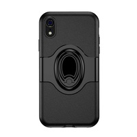 Shockproof Full Coverage Case For Iphone Xr With Magnetic Rotatable Ring Holder(Black)
